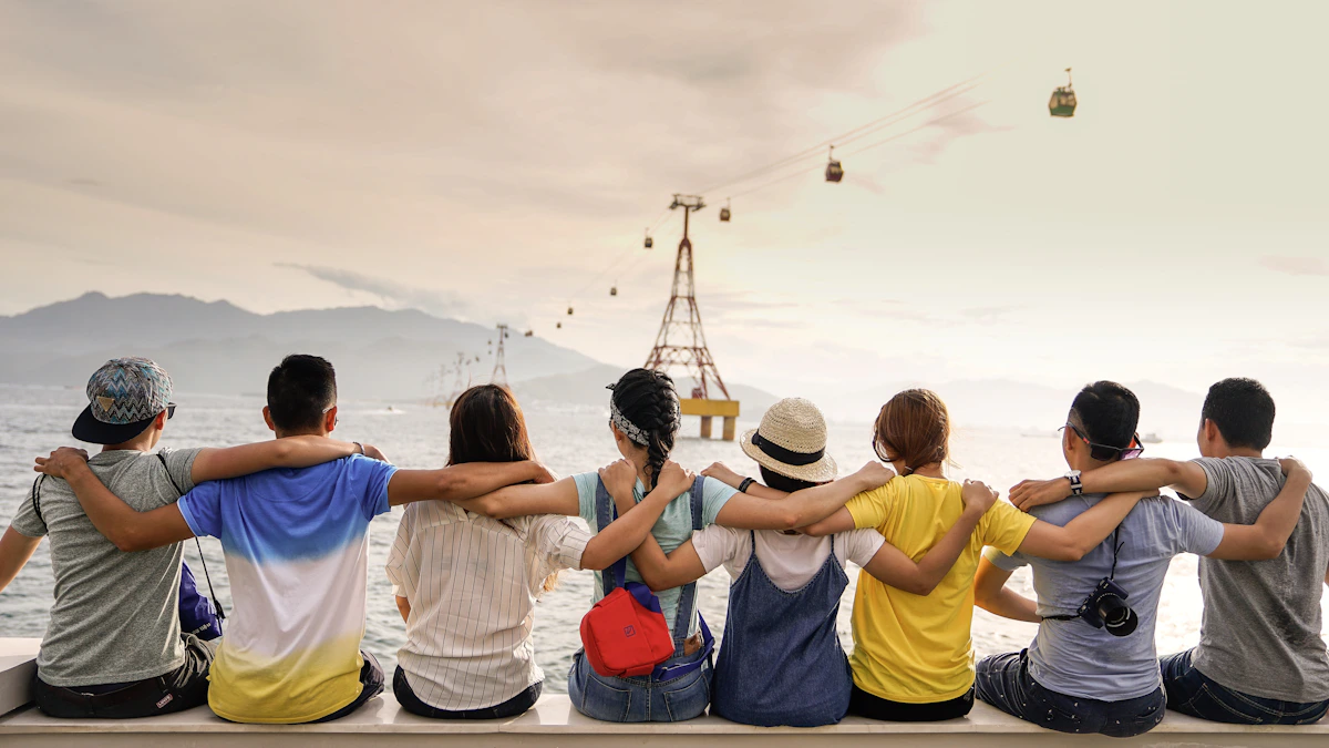 Nhóm người tham gia trò chơi vận động ngoài trời